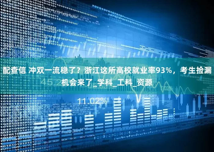 配查信 冲双一流稳了？浙江这所高校就业率93%，考生捡漏机会来了_学科_工科_资源
